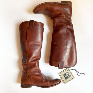 Frye "Paige" Leather Tall Riding Boots / Cognac Brown / Size 9M